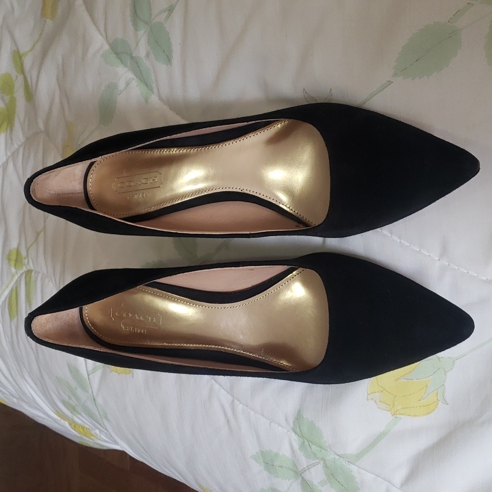 Coach Black Suede Shoes with Leopard Heels. 8.5B Excellent Condition!